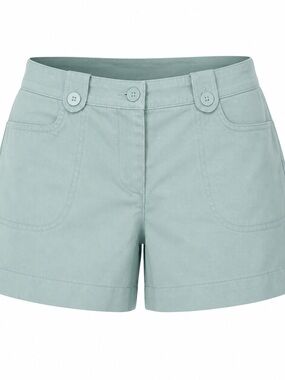 Ann Taylor Loft Womens Aqua Cotton High-Waisted Shorts Size 8 w/Button Pockets
